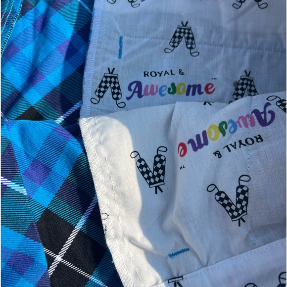 NWT Royal & Awesome Blue Plaid Trews Golf Shorts Size 46 - Picture 7 of 7